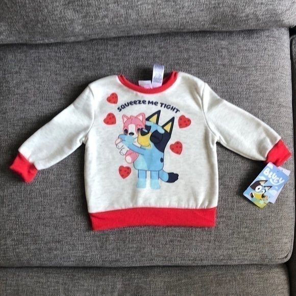 BLUEY Long Sleeve Pullover Sweatshirt Hearts Toddler Boy Girl Valentine’ Day 2T - Picture 4 of 10